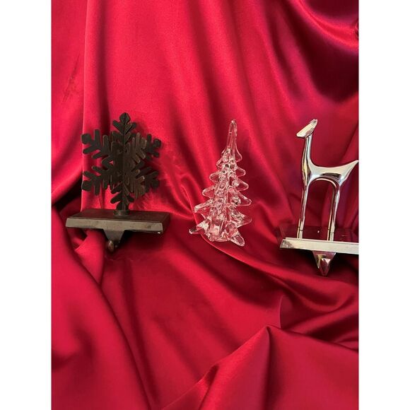 Unbranded Other - Christmas Stocking Holders, Murano-Style Crystal Tree Figurine 3 Holiday Pieces